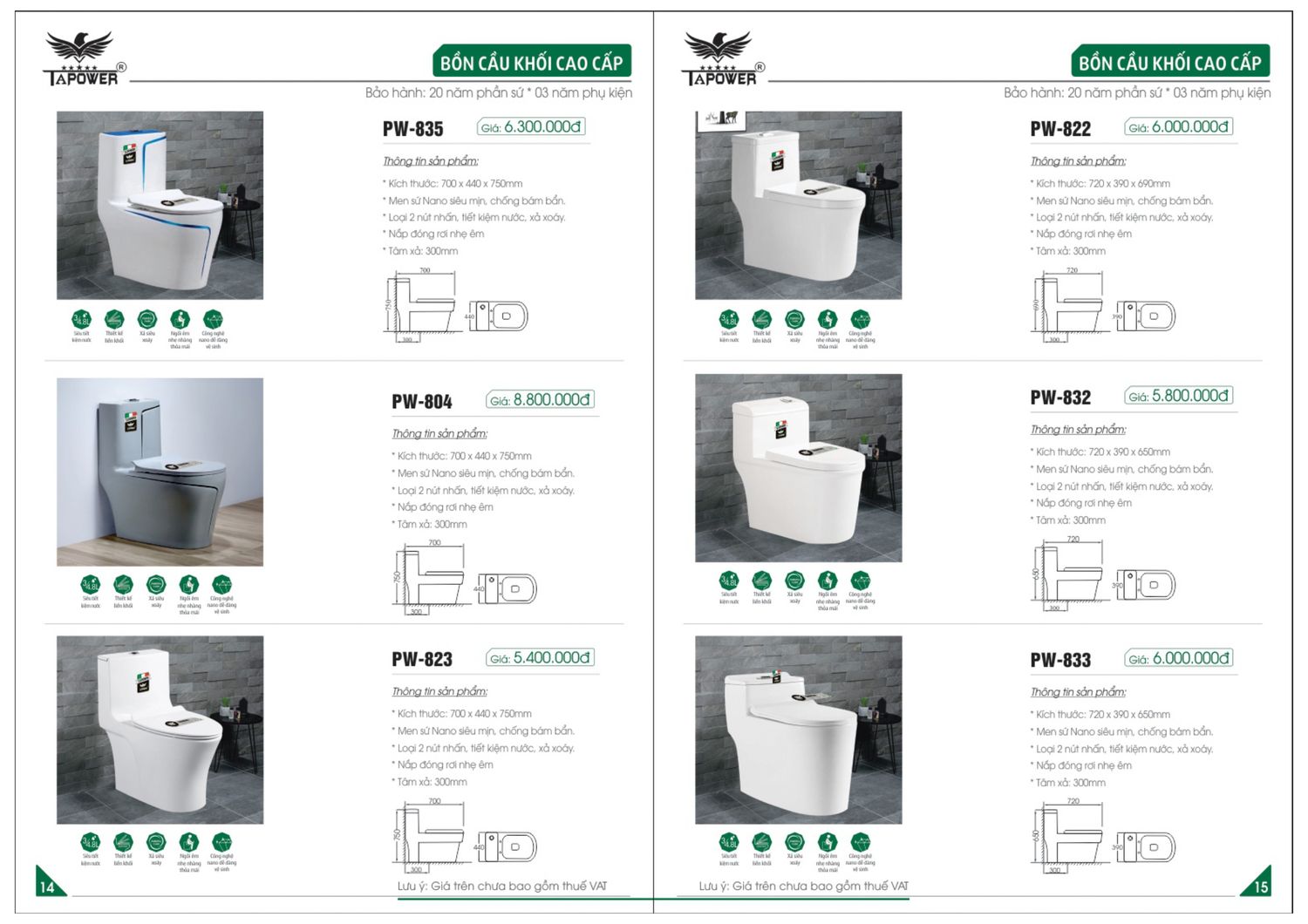 Thiết bị vệ sinh TAPOWER Catalogue và Bảng giá mới nhất /Page 8